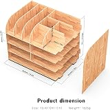 Lesfit Wooden Desk Tidy Organiser Office Stationery Storage 34x28x25 cm view 3