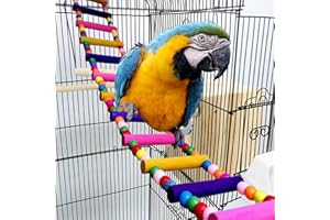GNIMUP Bird Parrot Toys Ladders Swing Chewing Toys Hanging Pet Bird Cage Accessories Hammock Swing Toy for Small Parakeets Cockatiels, Lovebirds, Conures, Macaws, Lovebirds, Finches (1pc 4 Ladders 10 inches)