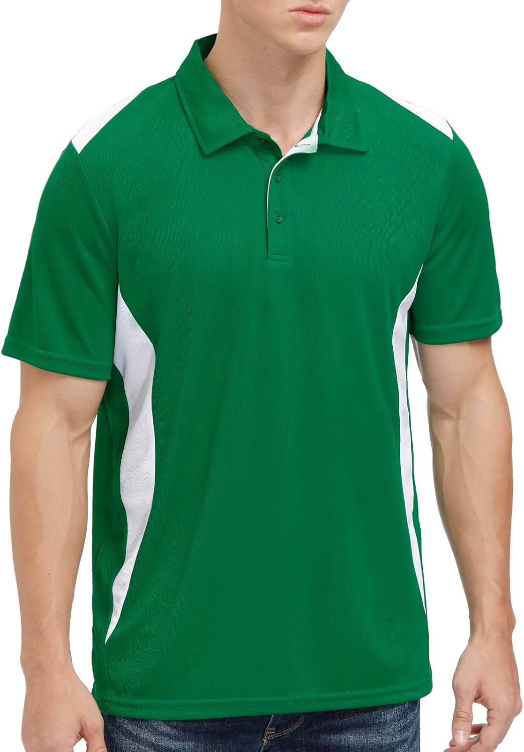Sports Polo Shirts for Men Big and Tall Short Sleeve Side Blocked Performance Golf Polo: Clothing