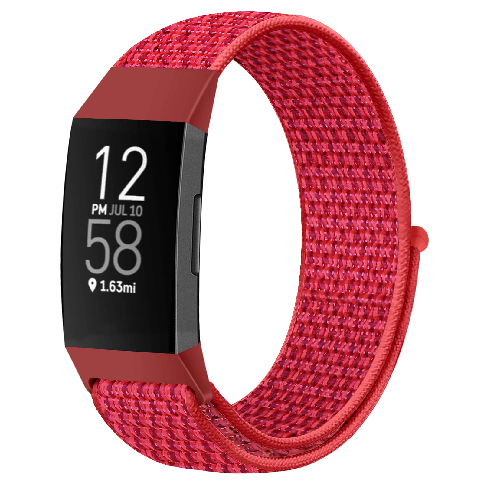 Photo 1 of AVOD Nylon Watch Bands Compatible with Fitbit Charge 4/Charge 3/SE, Soft Replacement Wristband Breathable Sport Strap with Band for Women Men (Chinese Red)