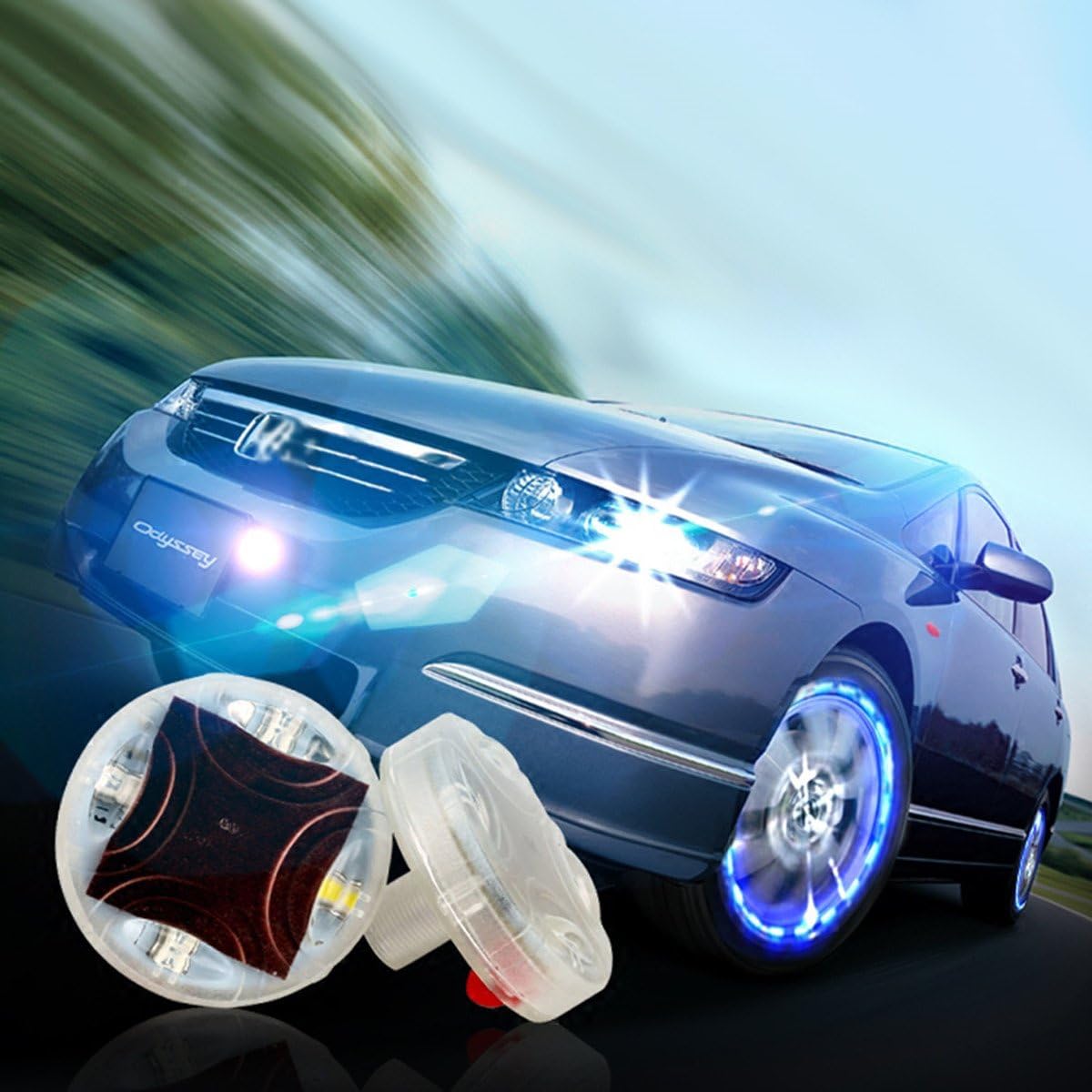 Car Tire Wheel Lights，4pcs Solar Car Wheel Tire Air Valve Cap Light with Motion Sensors Colorful LED Tire Light Gas Nozzle Cap Motion Sensors for Car Motorcycles Bicycles: Automotive
