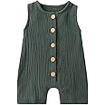 Cecobora Infant Newborn Baby Boys Girls Cotton Linen Romper Summer Jumpsuit Sleeveless Overalls Clothing Set