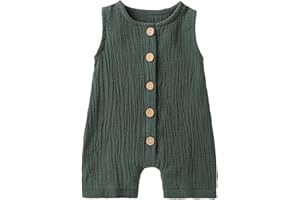 Cecobora Infant Newborn Baby Boys Girls Cotton Linen Romper Summer Jumpsuit Sleeveless Overalls Clothing Set