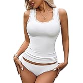 Rooscier Women's Lace Camisole Tank Tops Soft Stretch Ribbed Modal Cami Undershirt