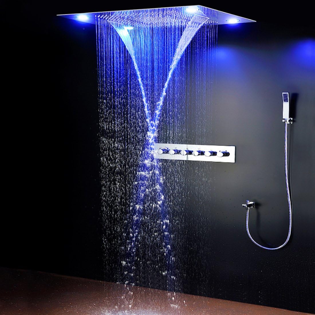 ONLT Shower Set, 600x800 mm Multi-Functional LED Thermostatic Shower System, SPA Spray, Rainfall Mode, 304 Stainless Steel, Smart Digital Touch Monitor, Hand Held Shower