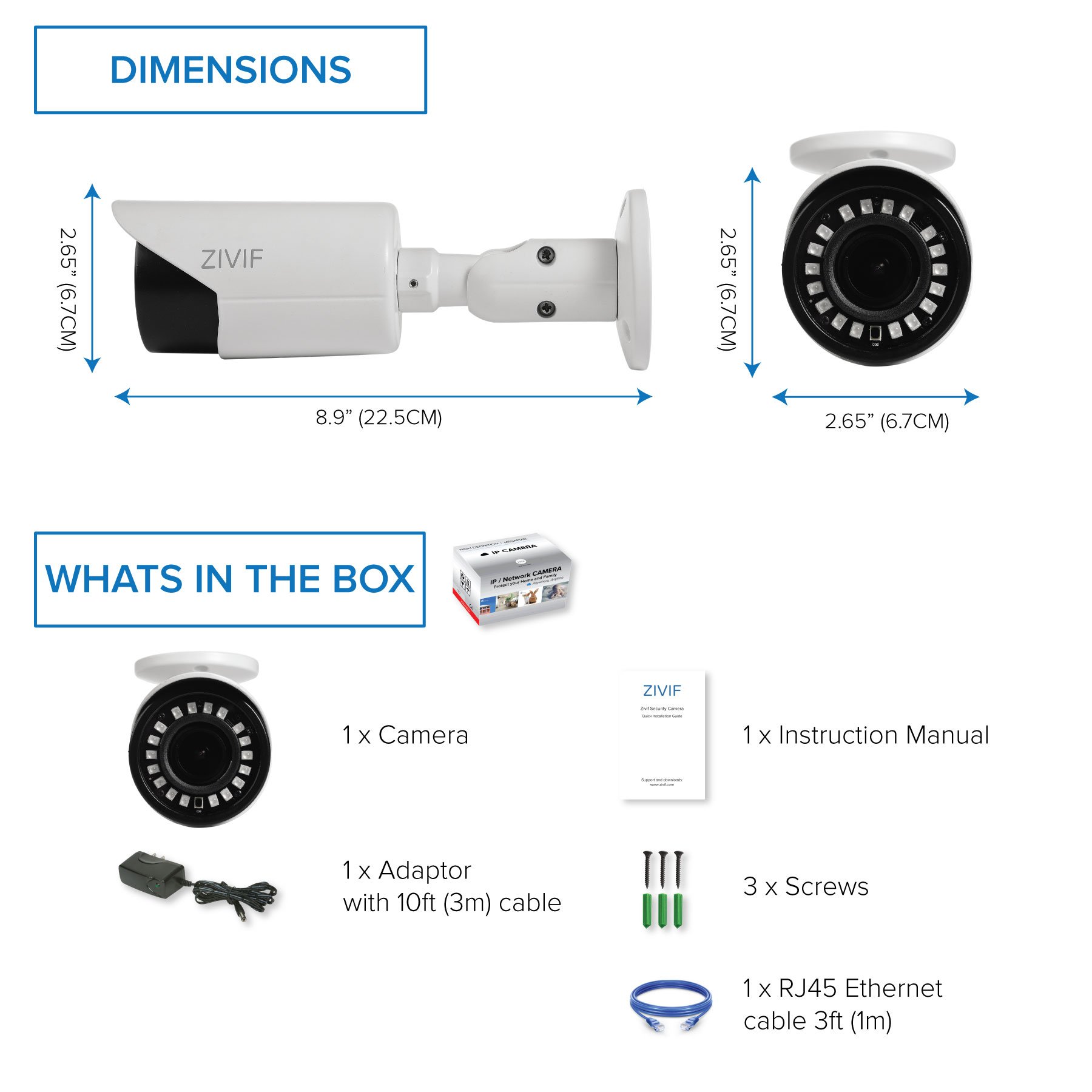 Zivif PoE Camera 4X Motorized Zoom - 1080P Bullet Outdoor Indoor IP Security Camera with Motion Detection & Night Vision