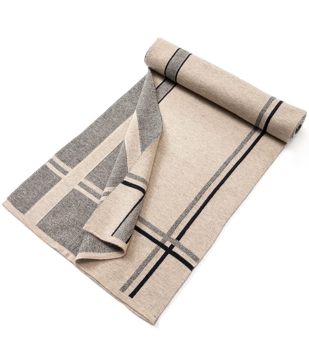 Villand Luxurious Mens Striped Merino Wool Scarf - Gift Box Wrapped Winter Soft Warm Thick Knitted Neckwear for Men