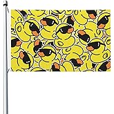 Outdoor Flags cartoon rubber duck with sunglasses Summer Garden flag Double Sided Yard Flags 3x5FT Spring Summer Holiday Garden Decor for Outside, Lawn, Porch, Balcony.