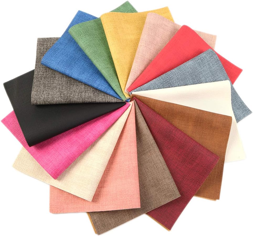 David Angie Denim Linen Like Synthetic Leather Sheet Bump Texture Leather Fabric 15 Pcs 7.9" x 13.4" (20cm x 34cm) for Earrings Hair Bows Making DIY Projects Home Decor (Pattern A)
