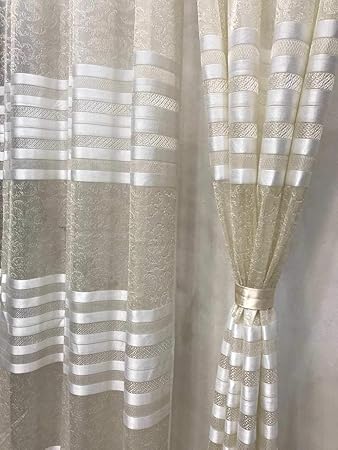 Buy Ridhaan Heavy Tissue Net Curtain 7 Feet Cream Online At Low