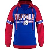 Womens Football City Fans V Neck Raglan Vintage Athletic Hoodies Pullovers Fleece Sweatshirts - Blue & Red