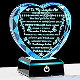 Arikyrist Daughter Gifts with Colorful LED Base, Daughter Birthday Gifts Adult from Mom Dad Meaningful Crystal Heart to My Daughter Keepsake Present for Daughter on Christmas Valentines Graduation