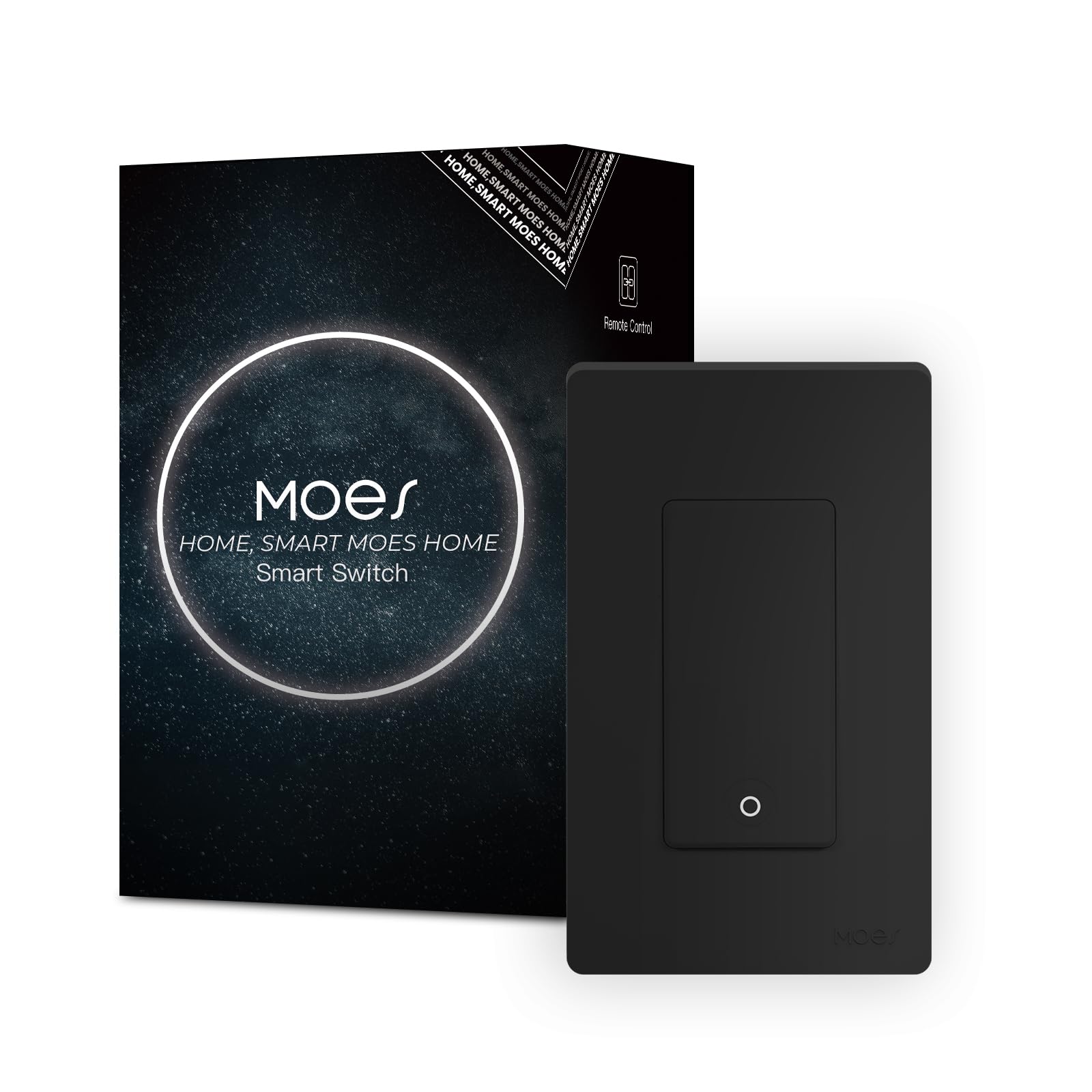 Photo 1 of MOES 2nd Generation WiFi Smart Light Switch, 3-Way Wall Switch 2.4GHz, Neutral Wire Required, Smart Life APP Remote Control, Compatible With Alexa, No Hub Required, Black 1 Gang