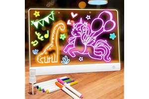 NANOMIN LED Drawing Board for Kids, Rechargeable Light Up Acrylic Dry Erase Board, Led Drawing Tablet with 11 Colors, Invisible Stand Glow Doodle Board Birthday Christmas Gifts for Kids Girls Boys