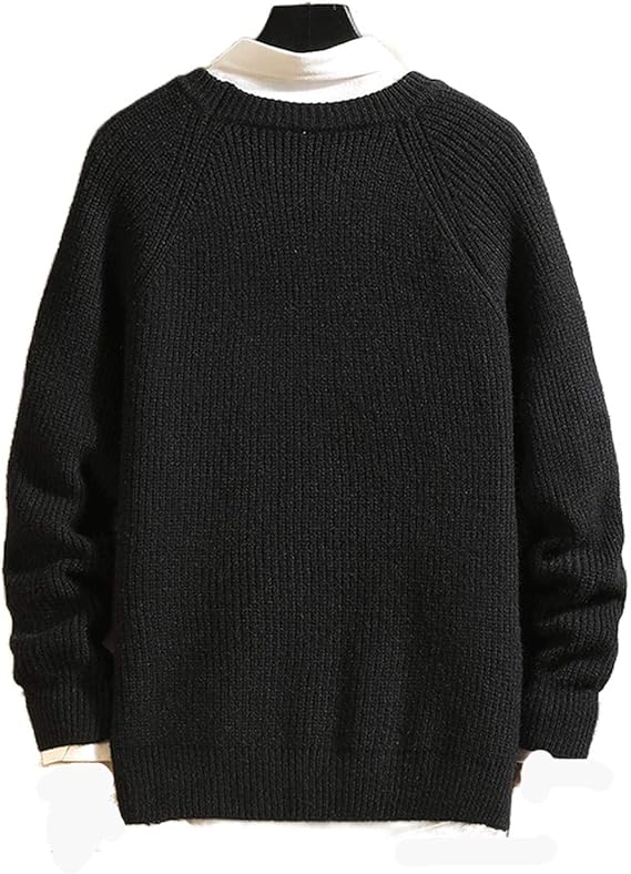 Amazon Co Jp 新しいセーターメンズブラック長袖秋冬プルオーバーニットoネックプラスオーバーサイズ5xl 服 ファッション小物