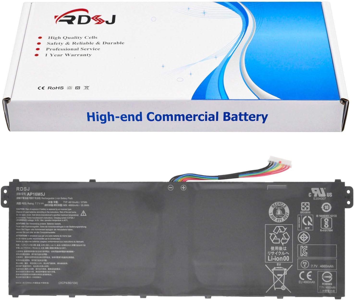 AP16M5J Laptop Battery for Acer Aspire 1 A114-31 A114-31-C4HH A114-31-C5GM 3 A311-31 A314-31 A314-32 A315-21 A315-51 5 A515-51 A515-51-75UY ES1-523 ES1-523-2342 KT00205005 7.7V 37Wh