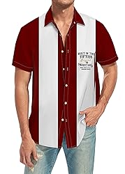 Bowling Shirts for Men Short Sleeve Funny Built in
