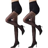 MANZI 2 Pairs Sheer Compression Pantyhose for Women 5-10mmHg Support Compression Stockings 30D Shaping Tights