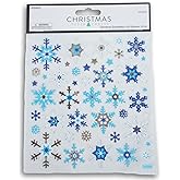 Christmas Time Christmas Blue and Silver Snowflakes Stickers - Foil Adhesive Decals for Crafts & Scrapbooks - 43 Pieces