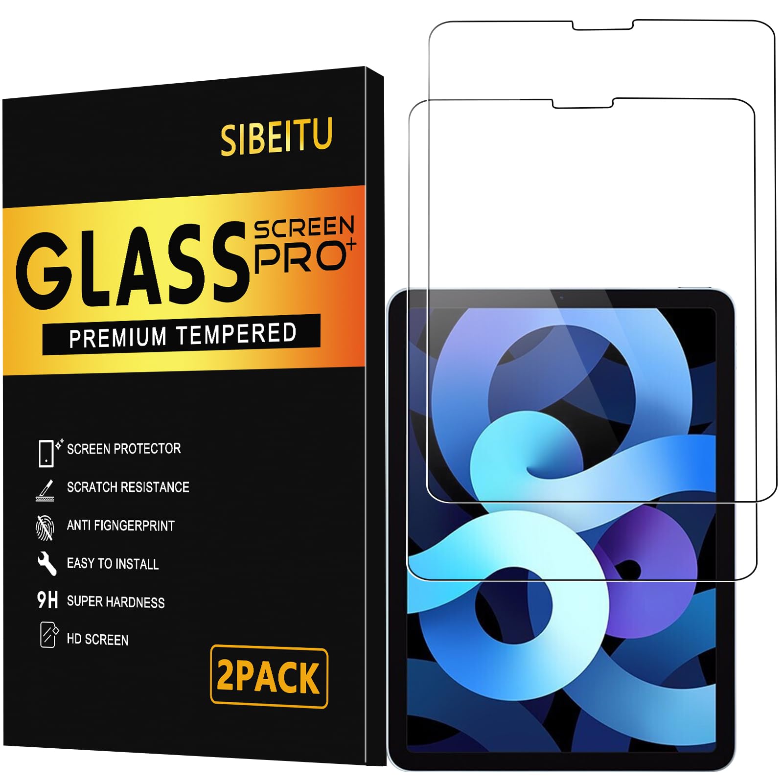 Photo 1 of SIBEITU 2 Pack Screen Protector for iPad Air 5th 4th Generation 10.9 Inch 2022/2020, HD Clear 9H Tempered Glass for iPad Pro 11 Inch 2022/2021/2020/2018, Case Friendly, Resistant & Touch Sensitive