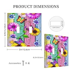 Rustic Colorful Butterfly Sunflower Rainbow Wood