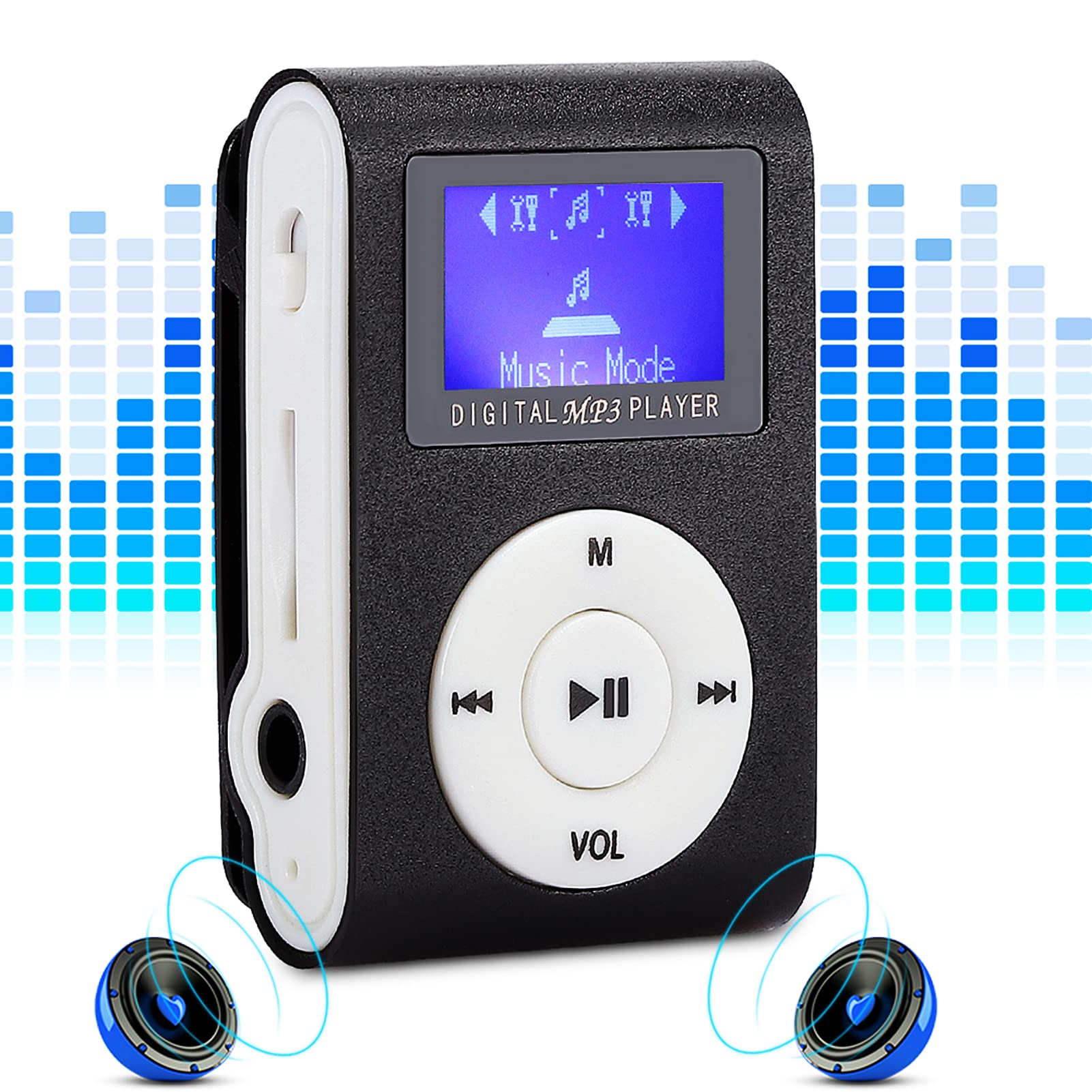 Mini Music Player,USB 2.0 0.8-inch LCD Digital Display Mini Portable MP3 Music Player, Support TF Card,with 3.5mm Earphones and Clip,for Running