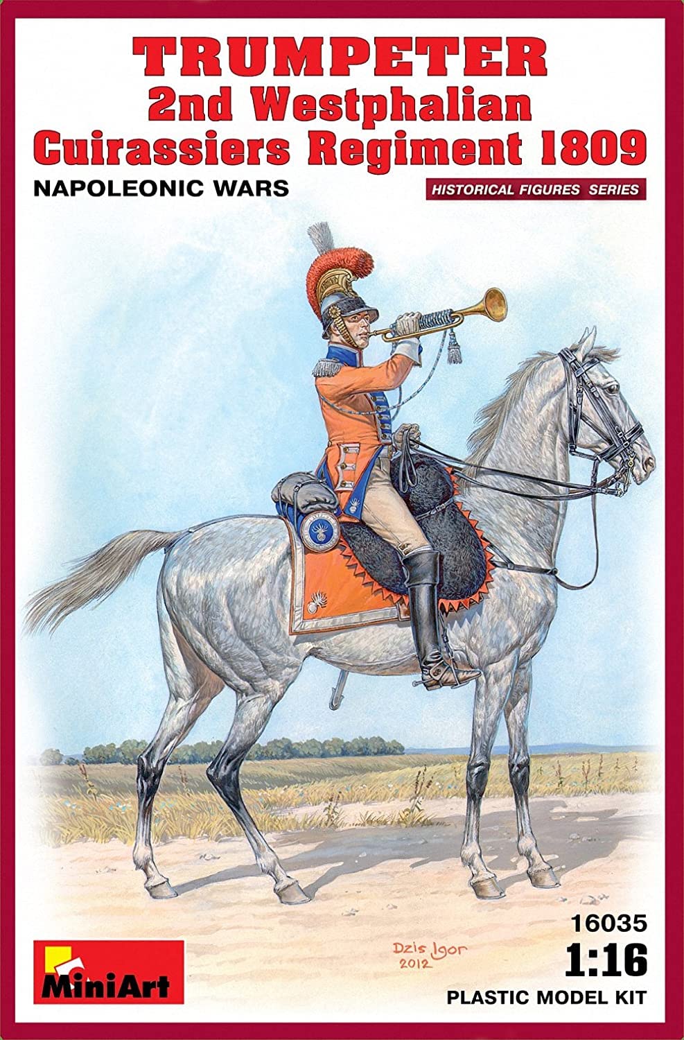 Miniart 1:16 Scale Trumpeter 2nd Westphalian Cuirassiers Regiment 1813 Plastic Model Kit, 29 x 19 x 5.5 centimetres, Earth Tones