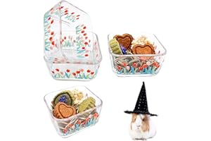 Acsist 4Pack Hamster Food Bowl Tulip Transparent Guinea Pig Dish Bowl Bunny Glass Water Drinking & Feeding Bowls for Dwarf Hamster Ferret Hedgehogs Gerbil Small Animals