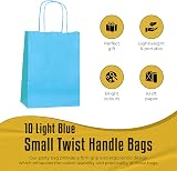 Thepaperbagstore 10 Light Blue Small Paper Party Bags with Handles 18x22x8cm view 2