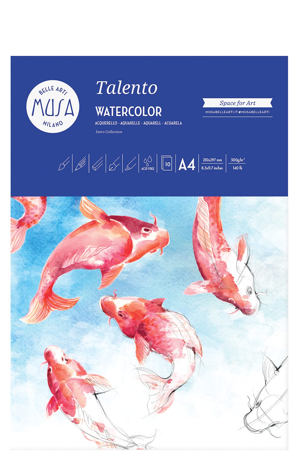 Musa 94140 Talent Watercolour Paper, A4, 300 g, 10 Sheets