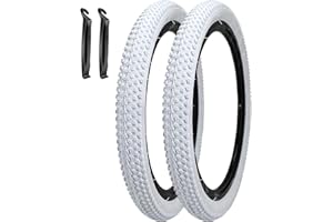 SIMEIQI Pair of 12"/14"/16"/18"/20"x2.125" Bike Tires White for Trail Road Urban Pavement Kid's Replacement Bicycle Tyres Compatible with 14/16/18/20x1.75/1.95/2.0/2.125 Tire Wheel