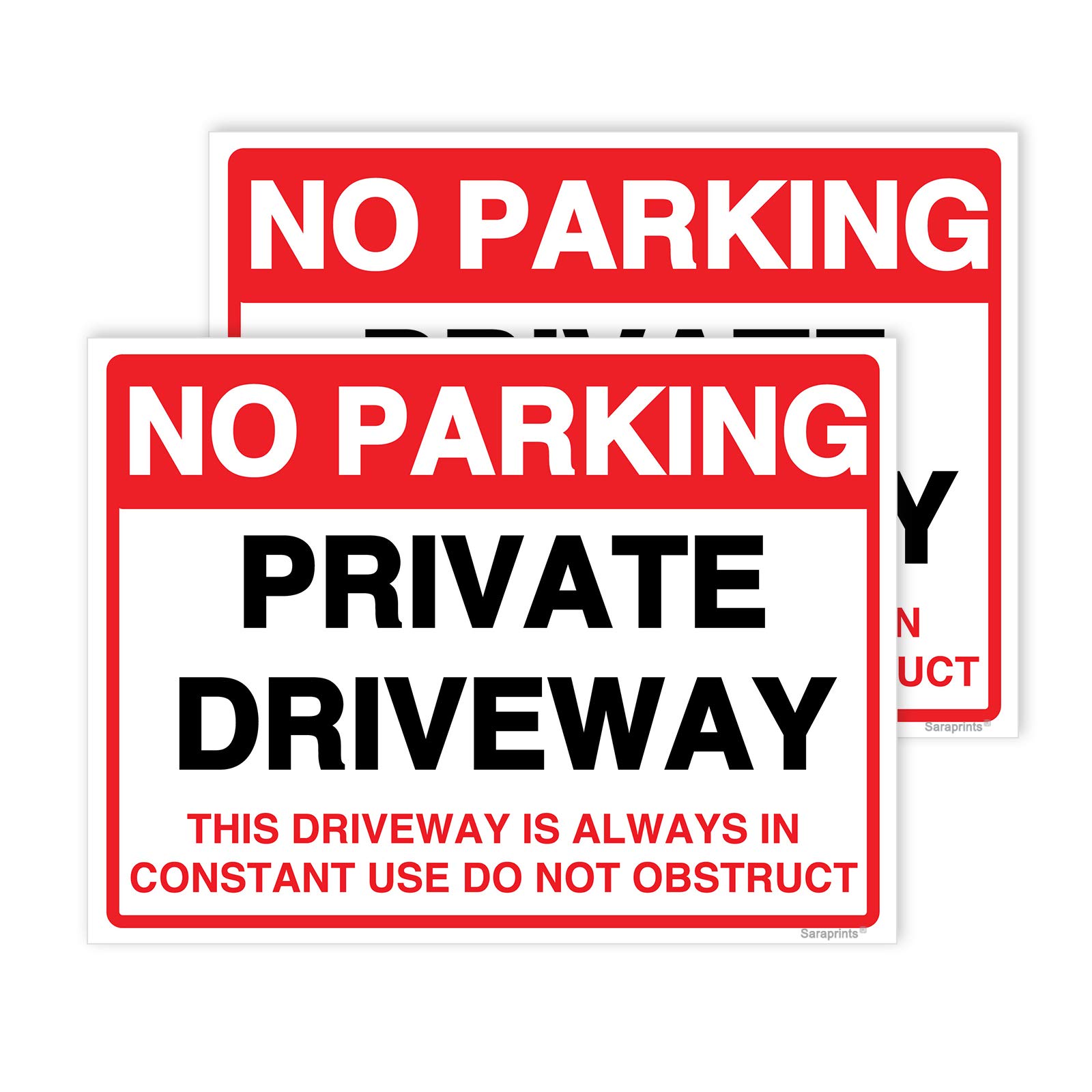 Pack of 2 Driveway Sign Self adhesive Waterproof Vinyl Keep Driveway Clear Signs 150mmx200mm V1179