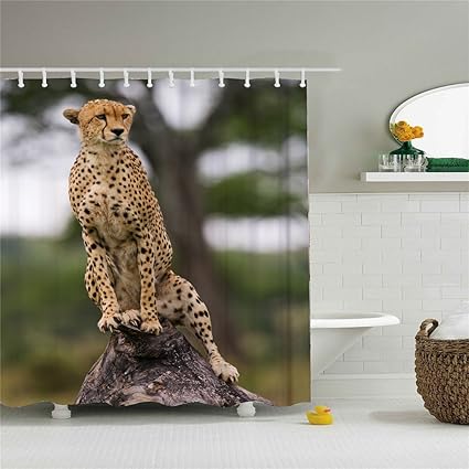 Amazon Com Pink Leopard Print Shower Curtain Waterproof