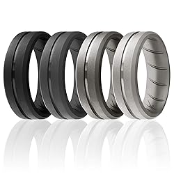 ROQ Silicone Rubber Wedding Ring for Men, Comfort