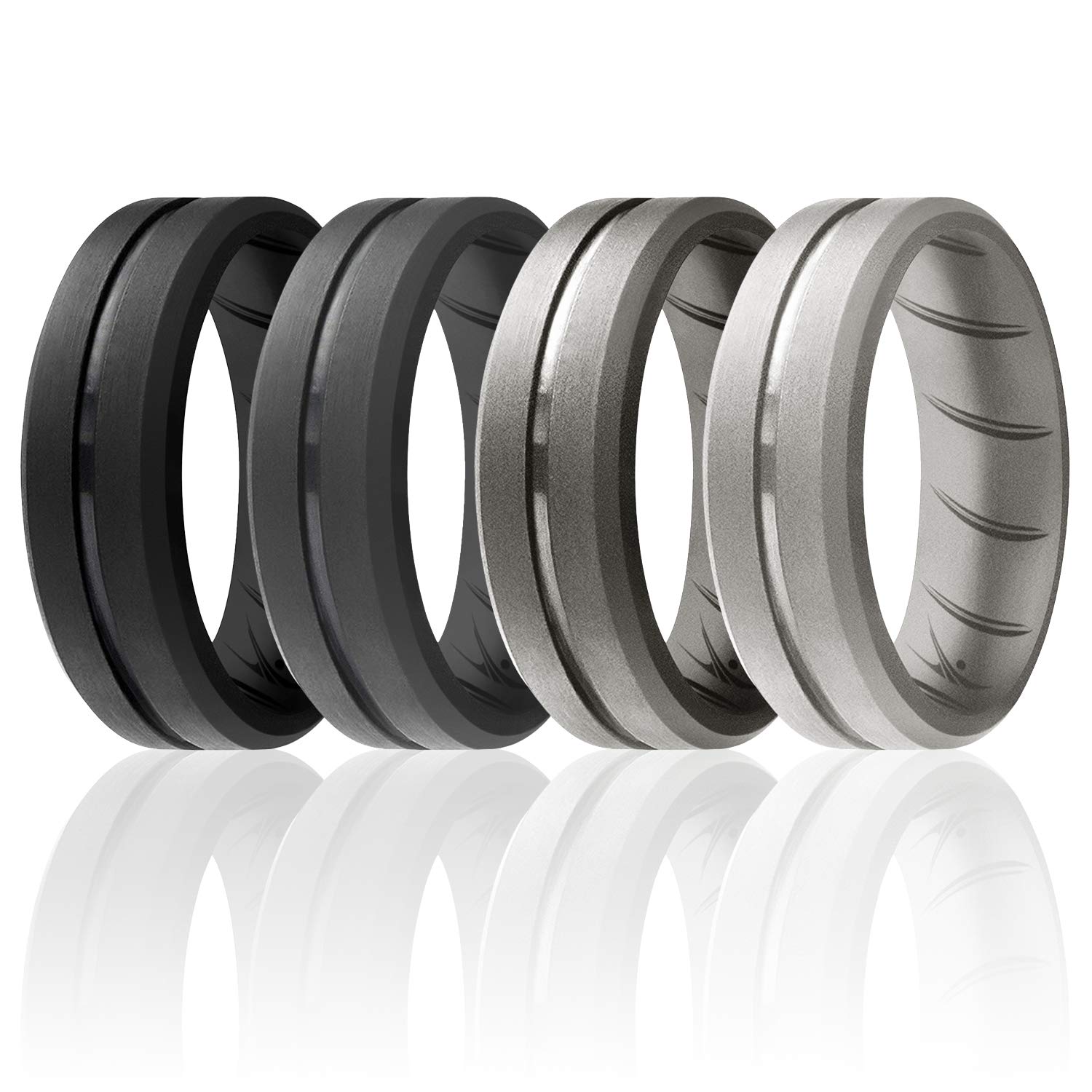 ROQ Silicone Rubber Wedding Ring for Men, Comfort