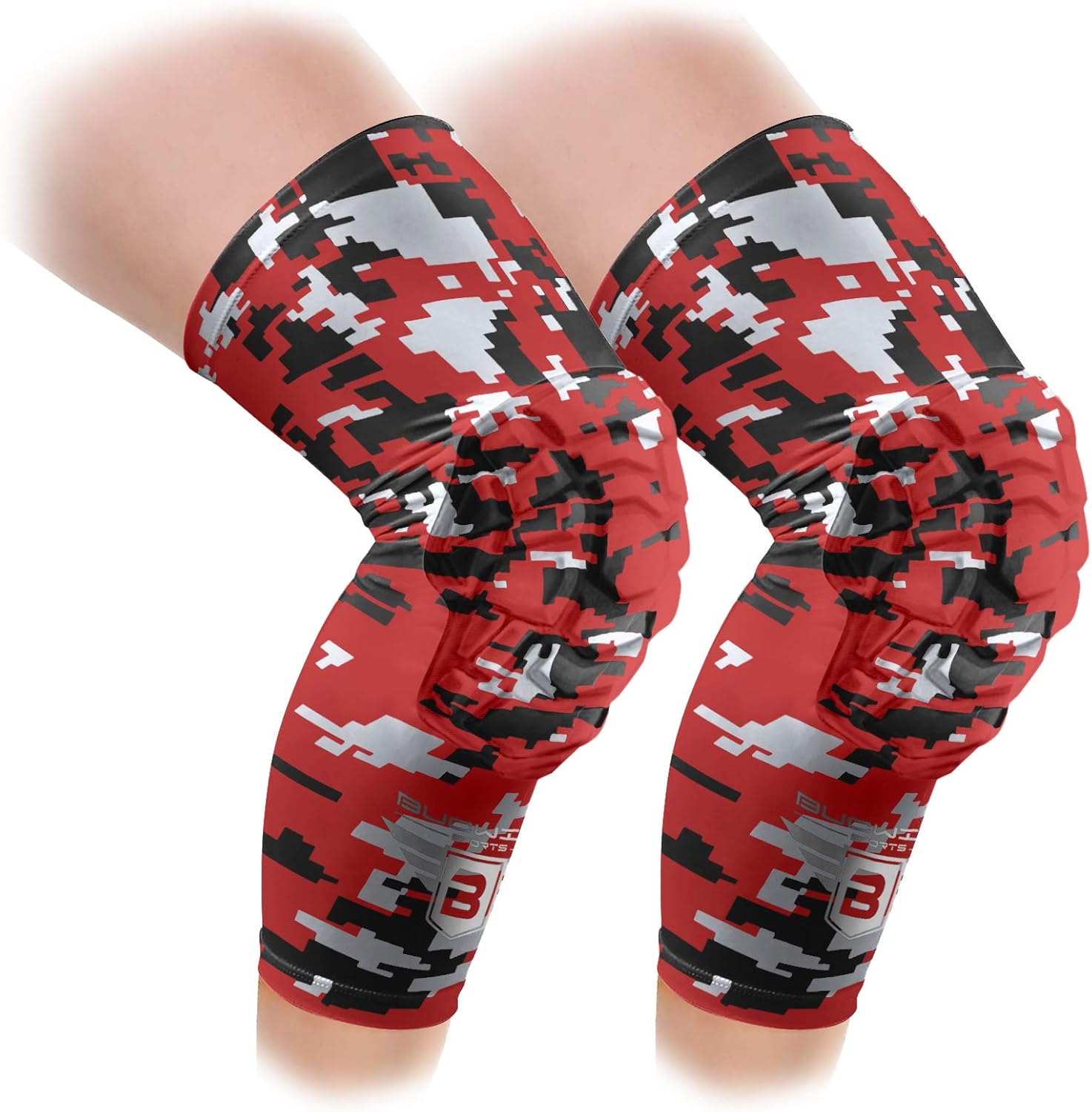 Bucwild Sports Knee Pads/Padded Compression Pro Knee Sleeves (1 Pair) Youth & Adult Sizes - Basketball Wrestling Volleyball Black White Red Blue : Sports & Outdoors