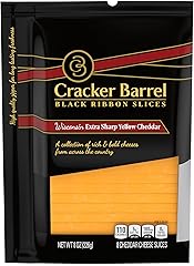 Cracker Barrel Black Ribbon Natural Slices Wisconsin Extra Sharp Yellow Cheddar Cheese Slices, 8 ct. Pouch
