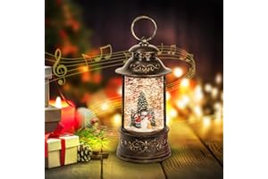 SINOFAYAR Christmas Snow Globes, Glittering Snowman Christmas Tree Christmas Lantern with 8 Christmas Music Songs, USB & Battery Operated 6h Timer Christmas Music Box for Christmas Decor Indoor Tabletop Gifts