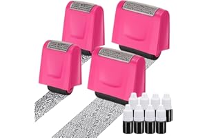 PATIKIL Identity Theft Protection Roller Stamp, 4Pcs 0.7/1.7" Confidential Roller Stamp Privacy ID Police Stamp Roller for Se