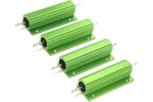 T Tulead 100W Wirewound Resistors 4 ohm Alumunum Housed Resistors Green,Pack of 4