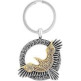 HAQUIL Viking Raven Keychain Viking Norse Symbol Small Medallion Circle Charm Keychain Keyring