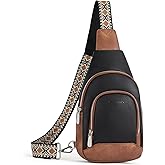 BOSTANTEN Sling Bag for Women Leather Crossbody Bag Vintage Cross Body Purse for Travel with Guitar Strap, Bohemian Style