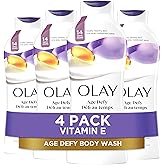 Olay Body Wash for Women, Age Defying with Vitamin E, 24hr Moisturizing, Hydrating & Refreshing, B3 Vitamin Complex, Free of Parabens & Phthalates, for All Skin Types, Scented, 22 fl oz (Pack of 4)