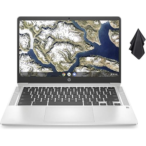 2021 Newest HP Chromebook 14-inch HD Laptop, Intel Celeron N4000 up to 2.6 GHz, 4 GB DDR4 SDRAM, 32 GB eMMC Storage, Backlit Keyboard, Webcam, WiFi 5, Bluetooth 5, Chrome OS + Oydisen Cloth