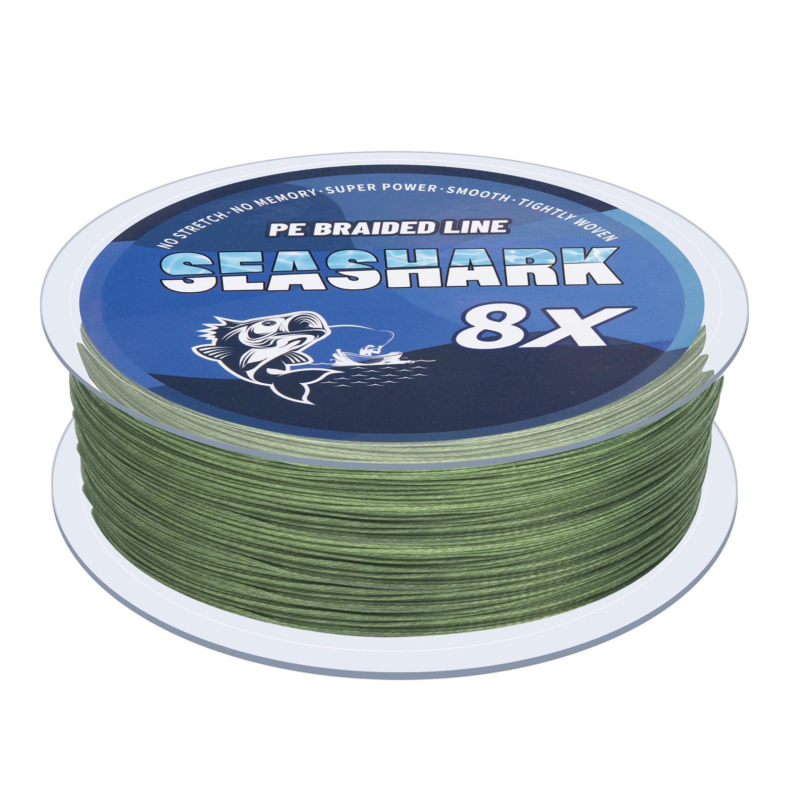 Seashark Braided Fishing Line Color Never Fade 8 Strands Super Strong PE Fishing Line Abrasion Resistant Fishing Wire Tensile 6lb to 80lb (Dark Army Green, 15lb 0.16mm-300m/328Yards)
