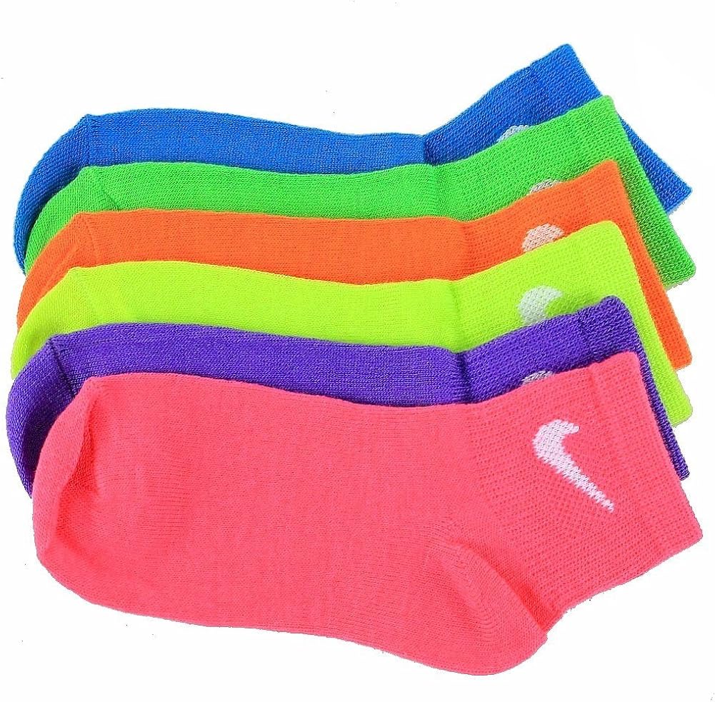Nike Girls 6Pair Neon Assorted Quarter Performance Sport
