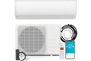 DORTALA 11500 BTU Mini climatiseur divisé, 17 SEER2 208-230 V WiFi avec onduleur mural sans conduit et chauffage avec télécom