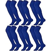 Hicarer 6 Pairs High Baseball Socks over Knee Football Softball Sock Youth Combo Long Sport Men Tube Socks Women