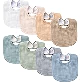 Konssy Muslin Baby Bibs 8 Pack Baby Bandana Drool Bibs Cotton for Unisex Boys and Girls, Soft Absorbent Set for Teething and Drooling