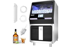 GSEICE Commercial Ice Maker Machine, 280LBS/24H with 70 Pounds Storage Bin - 4.3 inch Touch Screen, Food-Grade Materials, 304 Stainless Steel Ice Making Machine Perfect for Home and Business